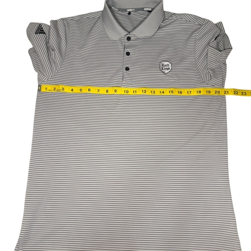 Adidas Loch Lloyd Golf Polo Gray Striped Country Club Men’s Large Kansas City - Picture 10 of 10